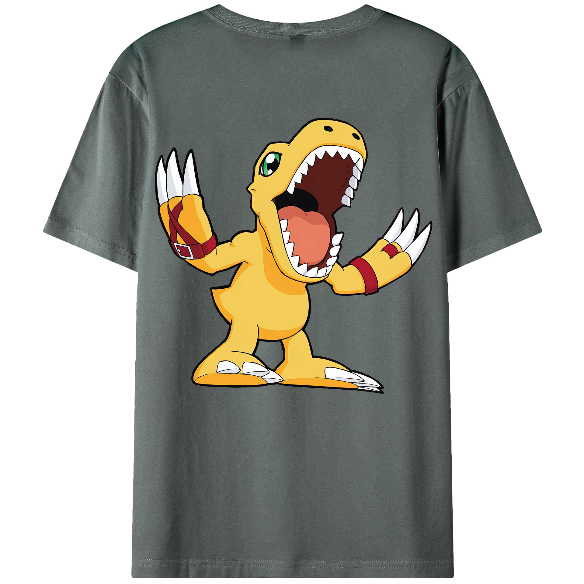 （画像用） Digimon デジタルモンスター/デジモン 綿100％ メンズ半袖Tシャツ（バックプリント） 通気性